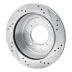 Mitsubishi Montero Brake Rotor (1) - Rear Left - R1 Concepts - Drilled & Slotted - Silver - `00-`06